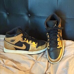 Jordan Black and Gold Sneakers